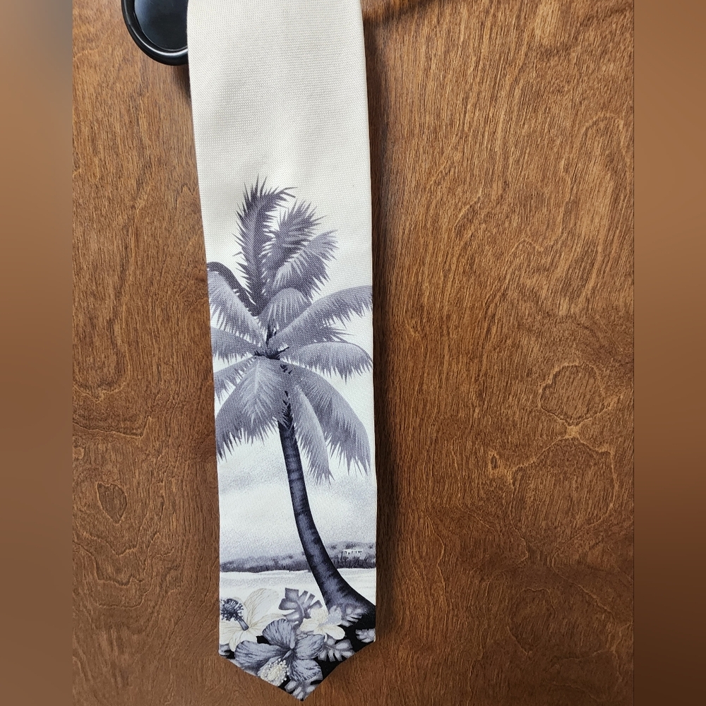 Carribean Palm Tree Design Tie Tan